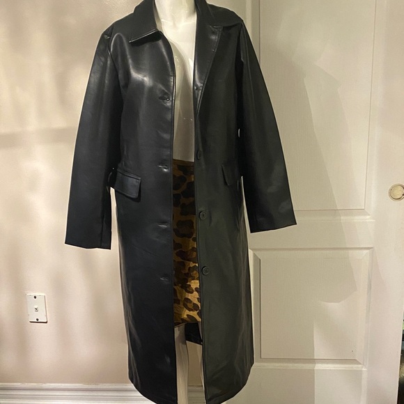Rebecca Minkoff Black Vegan Leather Trench - L - Picture 3 of 11